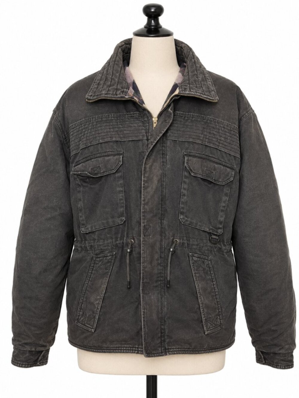 Atlantic Traders Vintage Black Denim Flannel Lined Work Jacket Men’s 2X